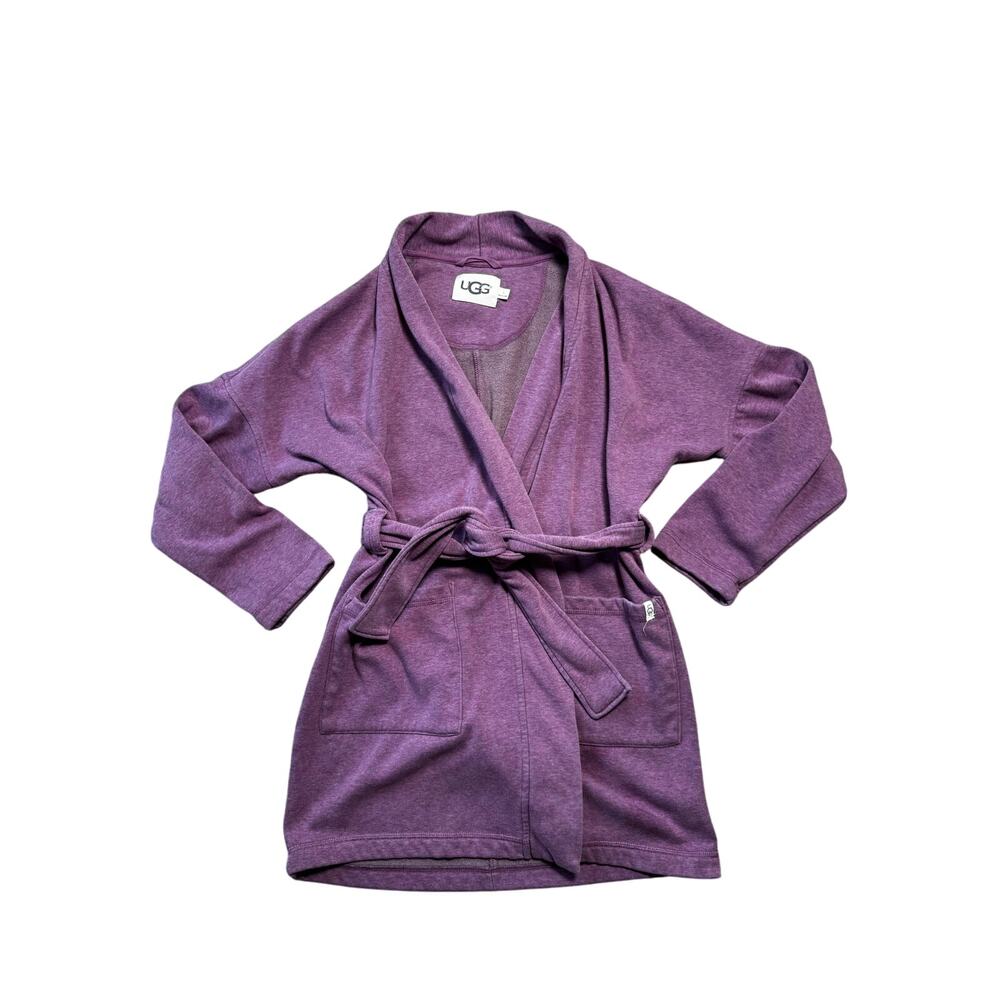 UGG Womens Small Purple Heather Fleece Robe Short Wrap Bathrobe Shawl Collar